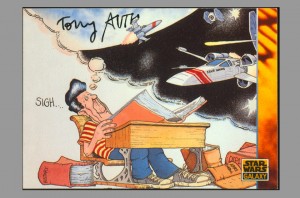 tony-auth-signed-signature-autograph-star-wars-galaxy-topps-art-card-ronald-reagan-cartoon-1