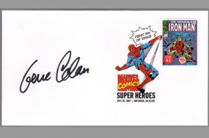 2007-usps-super-heroes-comic-art-stamp-signed-autograph-marvel-fdi-first-day-issue-sdcc-spiderman-iron-man-gene-colan